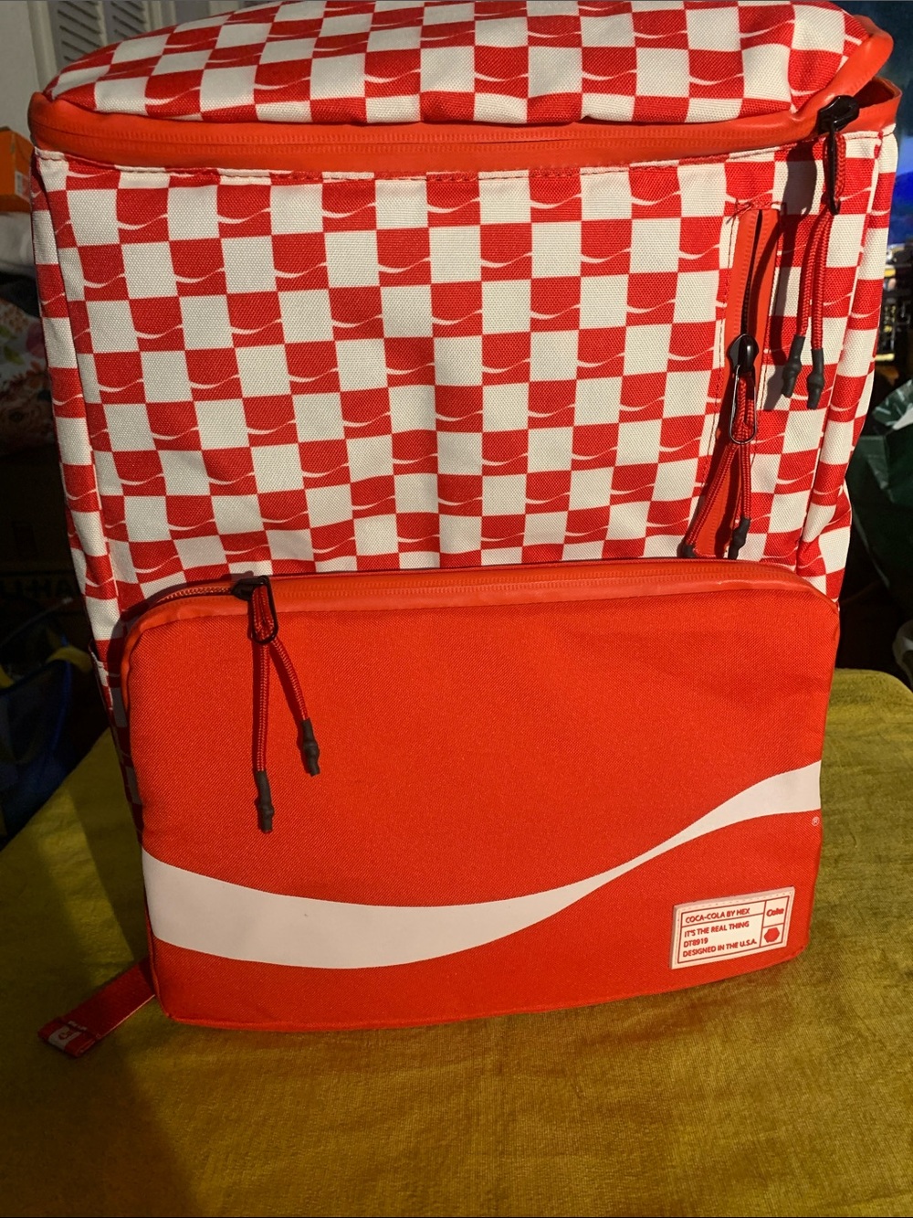 Coca Cola x Hex Red and White Checkerboard Backpack Cooler